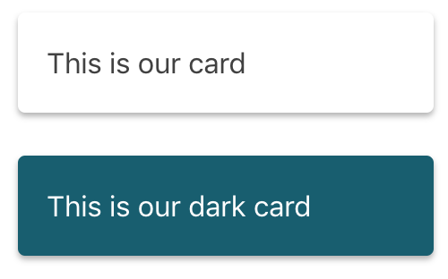 An example of the code above rendering a card with a dark variation